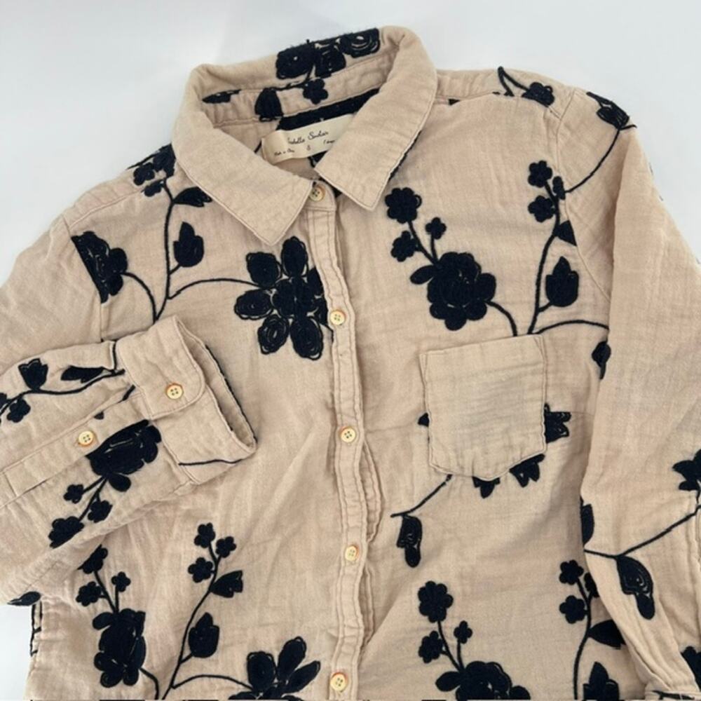 Anthrpologie Isabella Sinclair Floral Embroidered 3/4 Sleeve Blouse Womens S